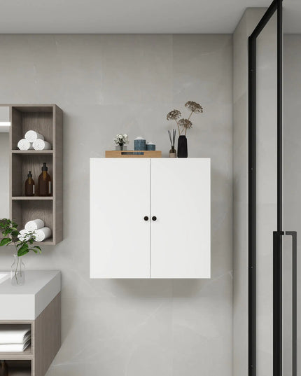 Modern Wooden Closet System with 2 Doors – Wall-Mounted Organizer with Shelves for Walk-In Closet or Bedroom Storage, 31.49"W × 16.04"D × 31.49"H