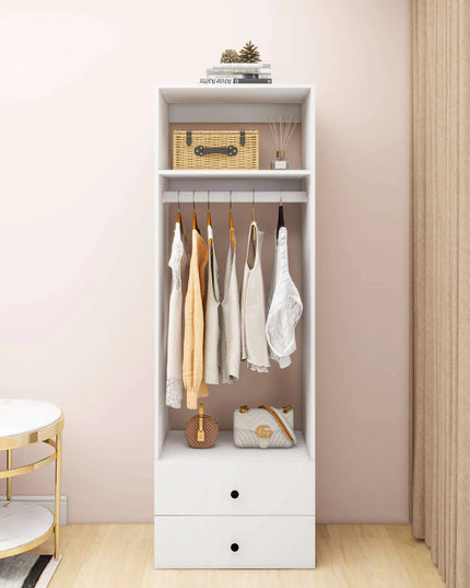 Modular Wooden Closet Organizer System – 1 Shelf, 2 Drawers, Walk-In Closet Storage for Clothes, 24"W × 16"D × 71"H