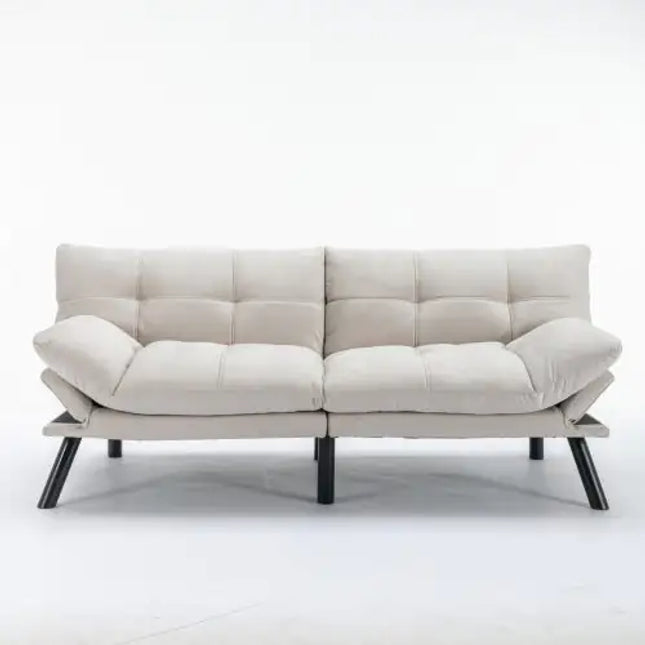 Cream Convertible Folding Modern Sofa Bed