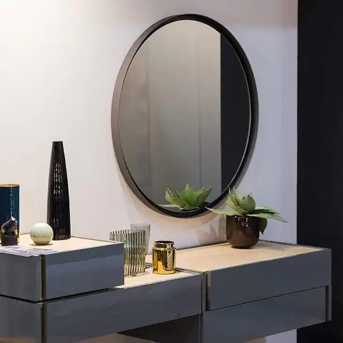 Black 24" Inch Metal Round Bathroom Mirror