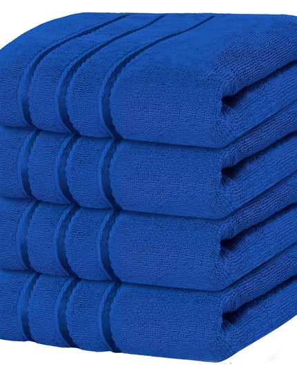 Luxury Hand Towels for Bathroom Set of 4 (16 x 28 Inch) Soft & Absorbent 600GSM Ring Spun Cotton Hand Towel Sets for Bathroom Gym Hotel and Spa - Viscose Stripe
