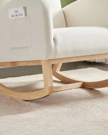 Beige Velvet Rocking Chair