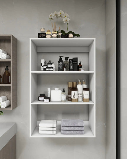 White Modular Wall-Mounted Closet System – 31.49"W × 16.04"D × 47.24"H, Wooden Walk-In Organizer with Shelves for Bedroom or Bathroom