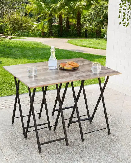 5-Piece Foldable TV Tray Table Set – Snack, End & Side Tables with Storage Rack for Living Room or Bedroom