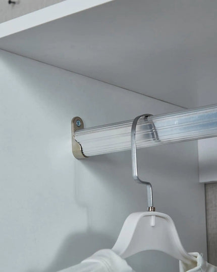 Grey Walk-In Closet Organizer System – 4 Drawers, Shelves, Hanging Rod with Metal Handles, 31.5"W × 15.7"D × 70.8"H