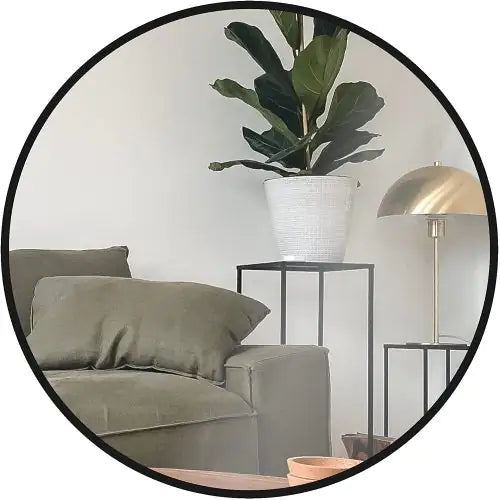 Black 24" Inch Metal Round Bathroom Mirror