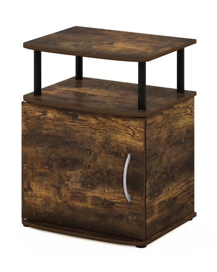 Furinno Jaya End Table/Nightstand with Door, Amber Pine & Black Finish