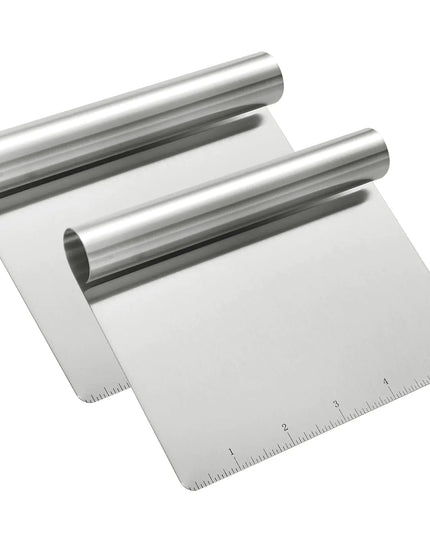 2 Pack Stainless Steel Food Scraper and Chopper Large Griddle Spatula Kitchen Tool GadgetMulti-purpose Kitchen Utensil for Dough Cake Pizza