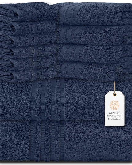 Product Description:  12-Piece Bath Towel Set: Includes everything you need for a complete bathroom refresh.  Premium Quality: Made from 100% soft, absorbent cotton for ultimate comfort and durability.  Luxurious Feel: Gentle on the skin, ideal for everyd