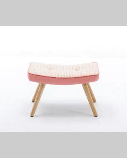 Wooden Stepping Stool – Pink Linen with Non-Slip Cushion