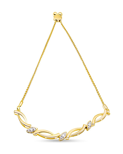 .925 Sterling Silver Diamond Accent Alternating Swirl link Bolo Bracelet (I-J Color, I2-I3 Clarity) - 6" to 9" Adjustable