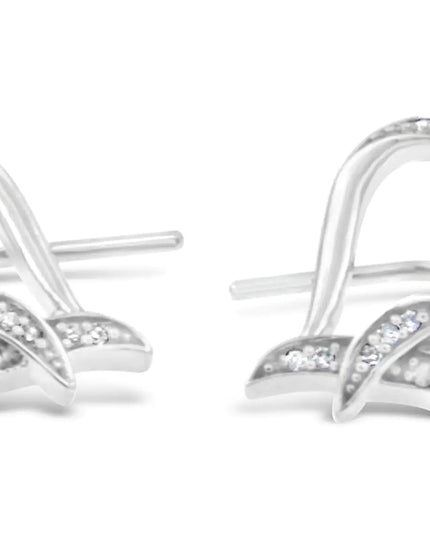 Sterling Silver Round Cut Diamond Heart Dangle Earrings (0.09 cttw, H-I Color, I1-I2 Clarity)