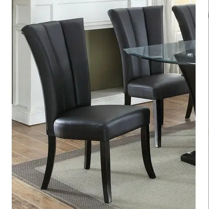 Set Of 2 Black Faux Leather Dining Chairs