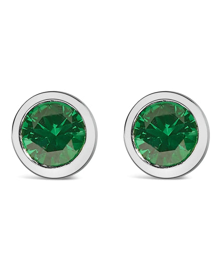 .925 Sterling Silver 6MM Bezel Set Created Gemstone Solitaire Stud Earrings