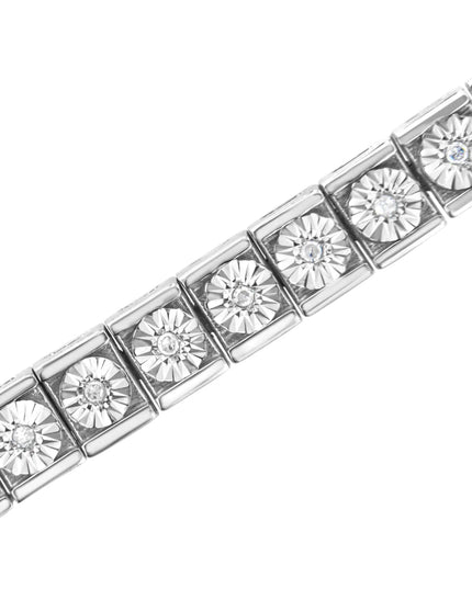 .925 Sterling Silver Miracle Set Diamond Accent Classic Tennis Bracelet (I-J Color, I2-I3 Clarity) - 7.25"