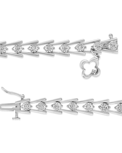 .925 Sterling Silver Diamond Miracle-Set Double Swoosh Milgrain Style Tennis Bracelet (1/2 cttw, I-J Color, I3 Clarity) - Size 7.75"