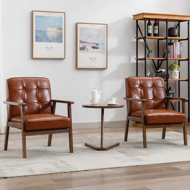 Mid-Century Modern Faux Leather Accent Chair