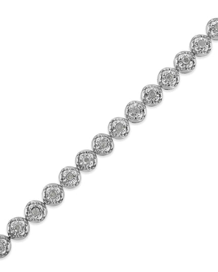 .925 Sterling Silver 1.0 Cttw Diamond Miracle-Plate Open Quatrefoil Flower Circle-Link 7" Tennis Bracelet (I-J color, I3 clarity)