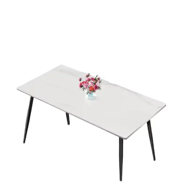 63\" Sintered Stone Dining Table, Golden White