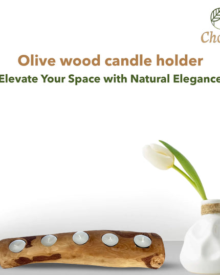 Olive Wood Candle Holder