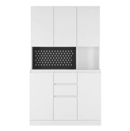 74\" Kitchen Storage Cabinet With Charging Station, Freestanding Buffet Sideboard, Modern Microwave