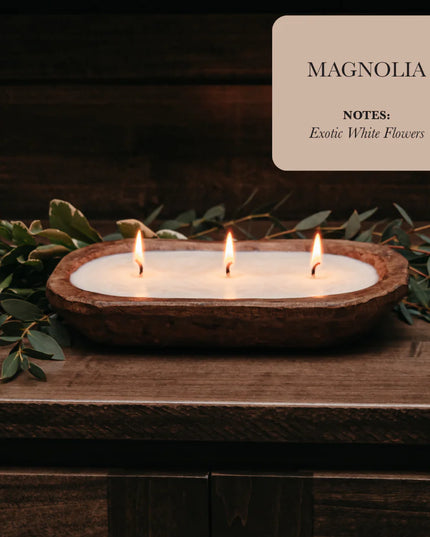 3-Wick Dough Bowl Soy Candle - Magnolia