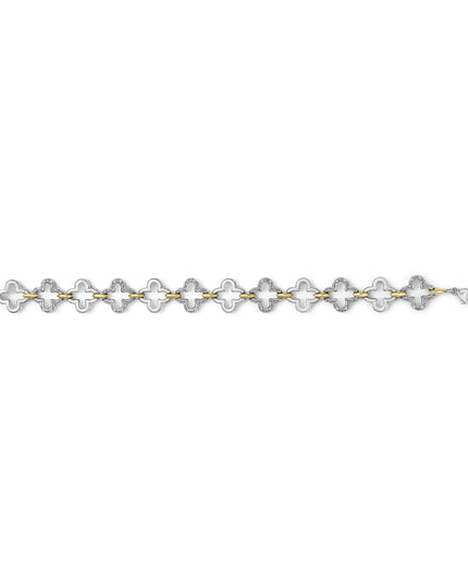 .925 Two-tone Sterling Silver 1/10 Cttw Natural Round Diamond Fashion Tennis Bracelet (I-J Color, I1-I2 Clarity) - 7"