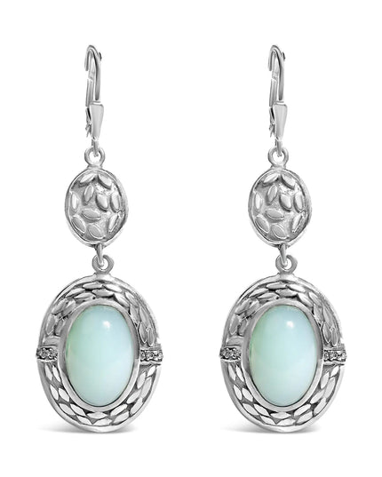 .925 Sterling Silver Chalcedony Diamond Accent Drop and Dangle Earring (K-L Color, I1-I2 Clarity)