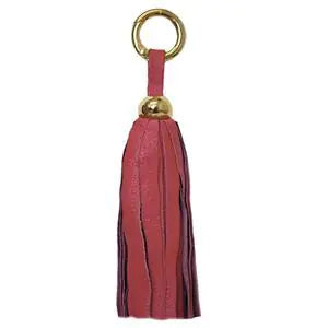 Leather Tassel -Coral