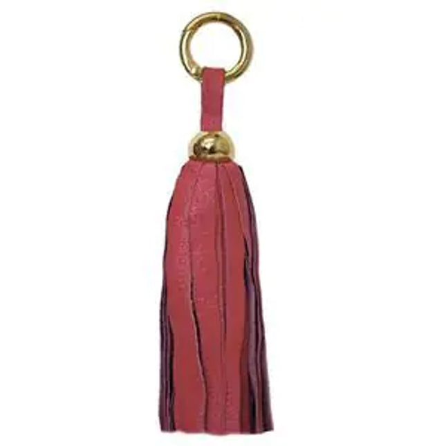 Leather Tassel -Coral
