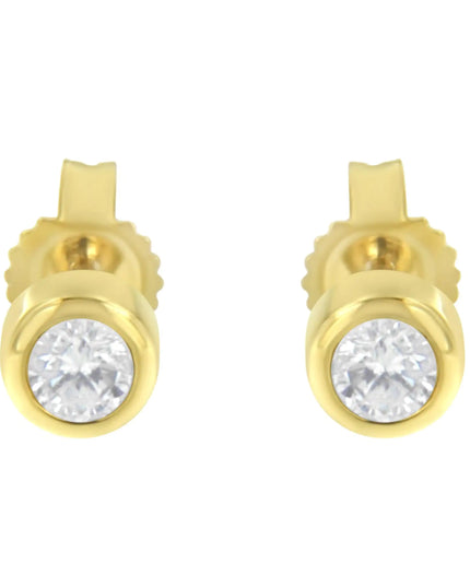 10K Gold 1/5 Cttw Round Brilliant-Cut Near Colorless Diamond Bezel-Set Stud Earrings (H-I Color, I1-I2 Clarity)
