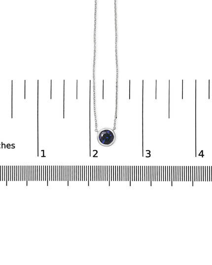 .925 Sterling Silver 7MM Bezel Set Created Purple Amethyst Pendant Necklace - 18" Inches
