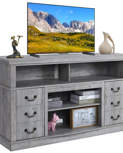Vintage Wood TV Cabinet For Living Room, Modern Farmhouse Entertainment Center
