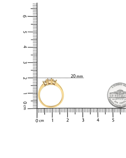 14K Yellow Gold Plated .925 Sterling Silver 1/4 Cttw Diamond 3 Stone Illusion Plate Ring (J-K Color, I1-I2 Clarity)