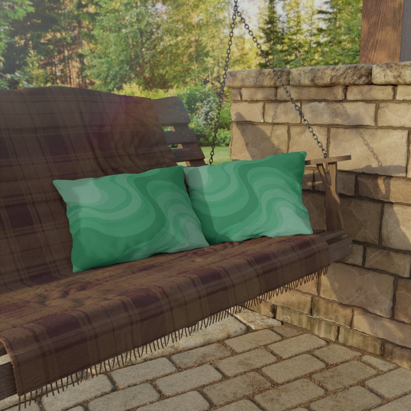 Mint Green Wavey 20" x 14" Outdoor Pillow