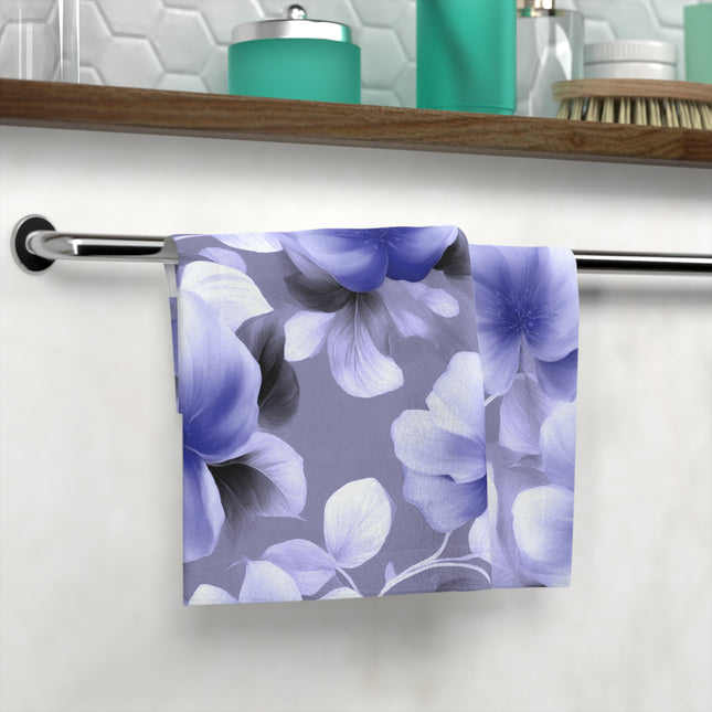 Indigo Blossom Floral Bunch Face Towel, 13" x 13"