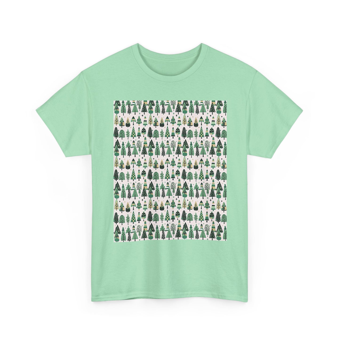 Mini Vintage Green Trees Unisex Heavy Cotton Tee, Large - XL - 2XL - 3XL