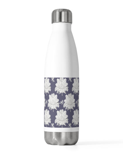 White Floral Butterflies 20oz Insulated Water Bottle