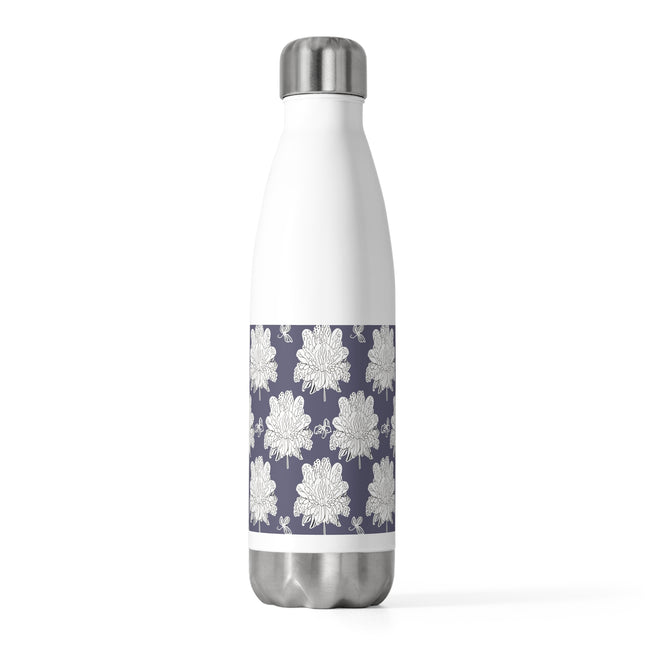 White Floral Butterflies 20oz Insulated Water Bottle