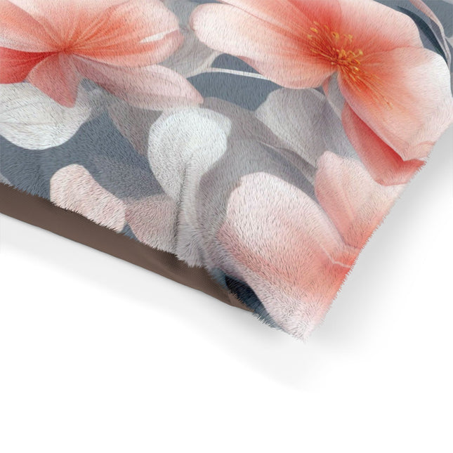 Red Blossom Floral Bunch Pet Bed, 28" × 18"