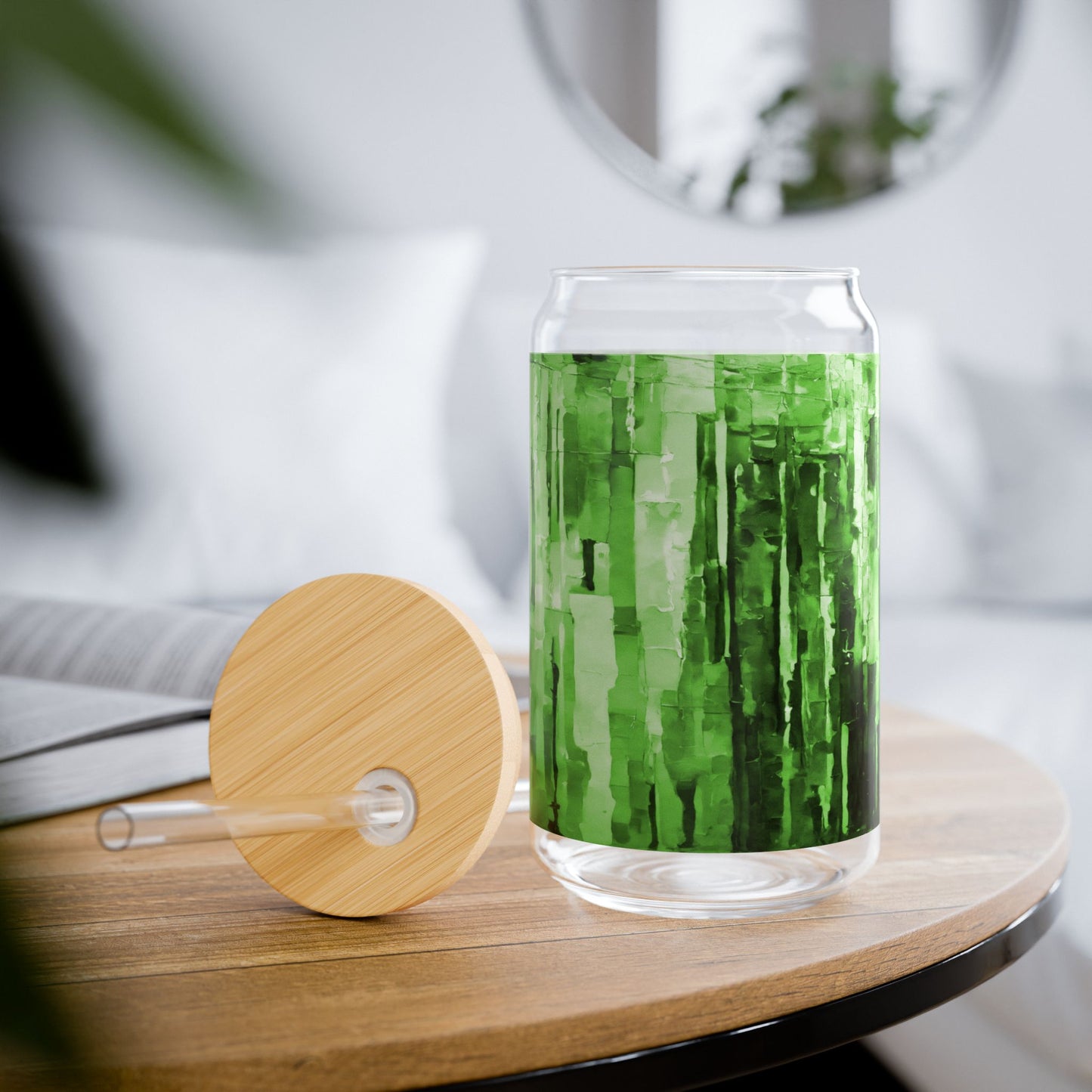 Striped Mint Pastels Sipper Glass, 16oz