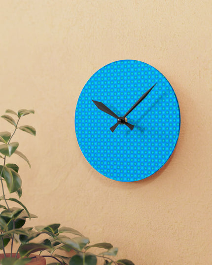 Blue Green Star-crossed Bodies Acrylic Round Wall Clock, 8" x 8"