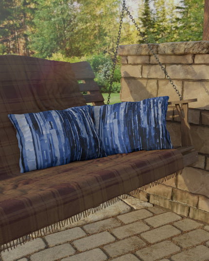Striped Deep Blue 20" x 14" Outdoor Pillow