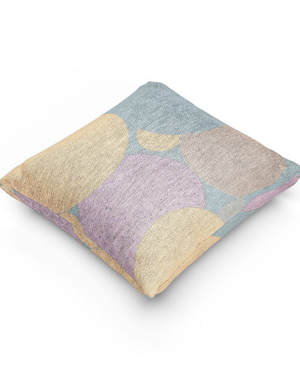 Pastel Baby Blue and Peach Patches Woven Pillow, 17" x 18"