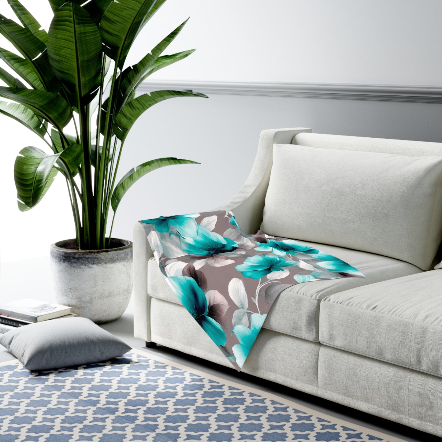 Tif Green Gray Floral Bunch Baby Swaddle 30″×40″ Blanket