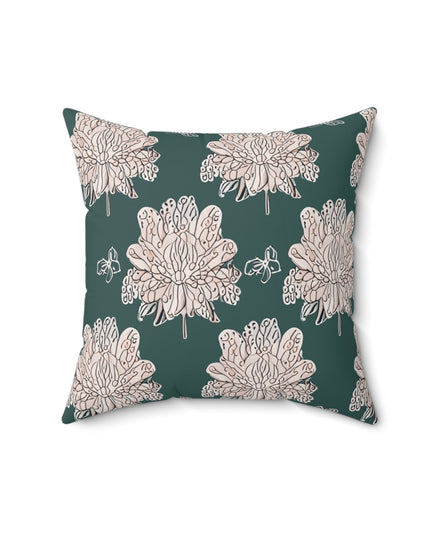 Soft White Floral Butterflies 16" x 16" Faux Suede Square Pillow