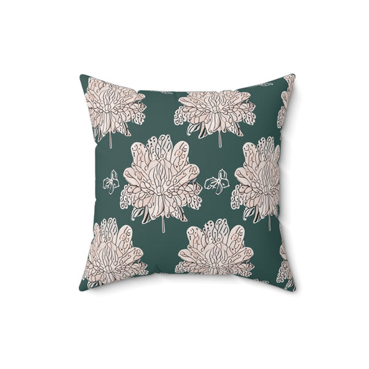 Soft White Floral Butterflies 16" x 16" Faux Suede Square Pillow
