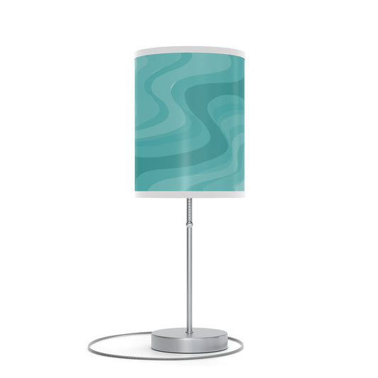 Tif Green Wavey Table Lamp on a White or Silver Stand, US|CA plug