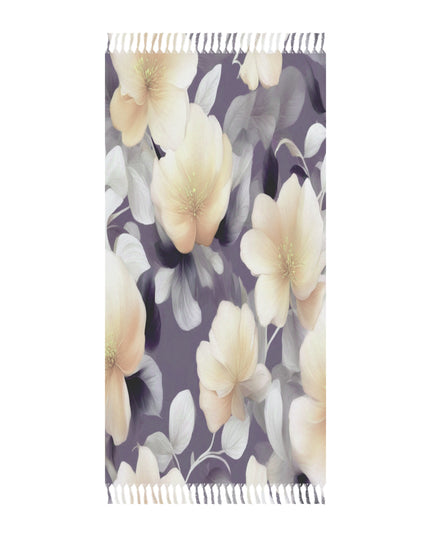 White Blush Floral Bunch 38" × 81" Boho Beach Cloth