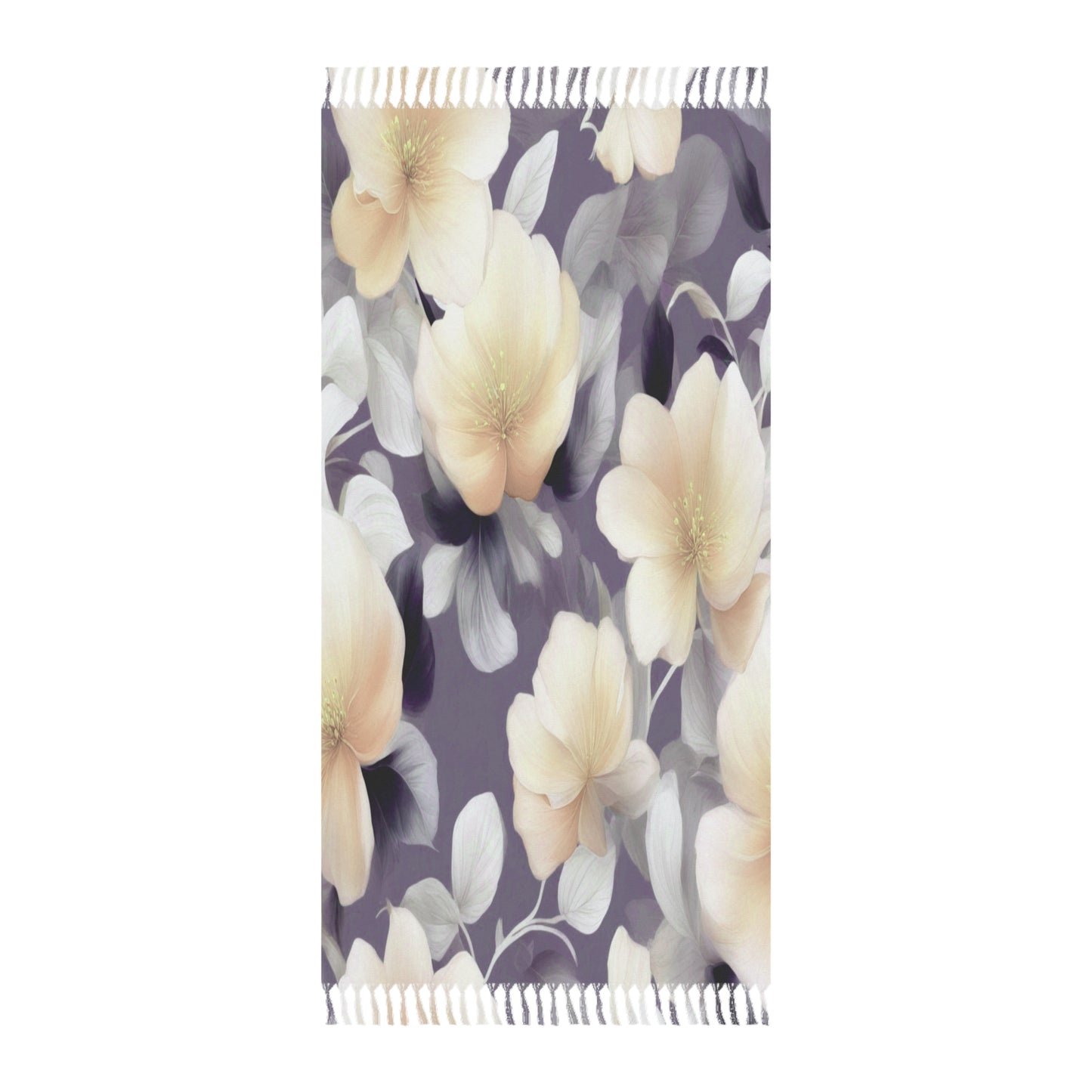 White Blush Floral Bunch 38" × 81" Boho Beach Cloth